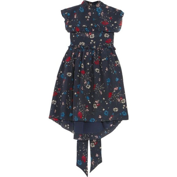 AUTHENTIC! NWT BALENCIAGA Multicolor Floral Baby Doll Plastron Silk Mini Dress - Picture 8 of 12